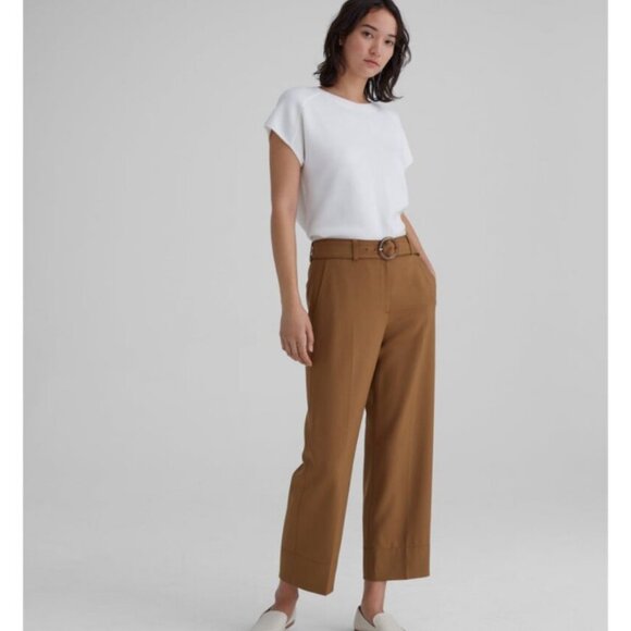 Club Monaco Round Buckle Belted Wool Trousers - Picture 1 of 9
